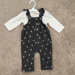 Carter's Black Floral Overalls with White Shirt